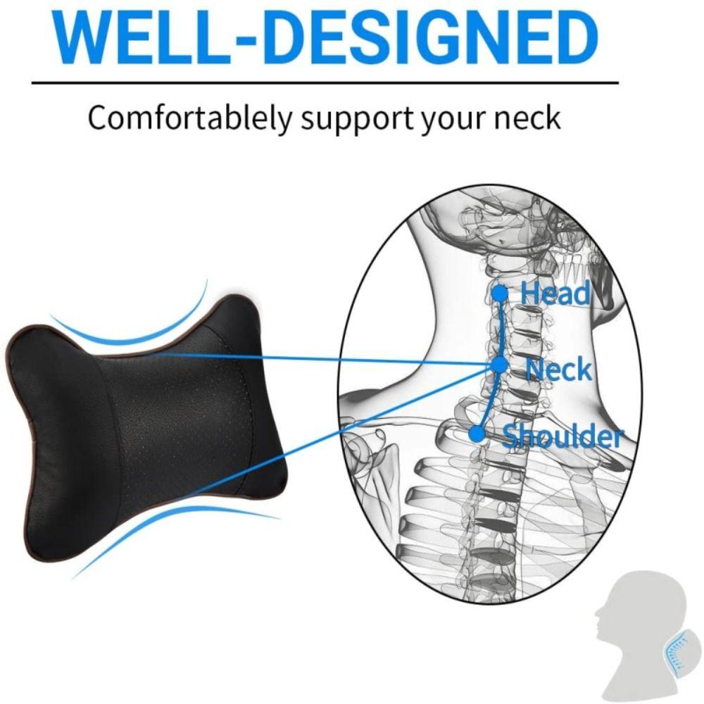 Comfortable Auto Seat Head Neck Rest Cushion PU Leather Headrest Pillow Pad Car Decoration