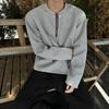 Мужской свитер с короткой молнией на плече, осенний, американский, удобный крой, повседневный топ с длинным рукавом