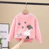 Autumn and Winter Children's Sweater Pullover Girls' Round Neck Knitwear Mink Down Children's Western Cartoon Long Sleeve