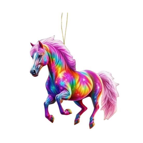 Подвеска в виде лошади 2D Акриловая Реалистичная Лошадь Украшение Рождественская Игрушка с Петлей для Подвешивания Праздничный Декор для Любителей Конного Спорта