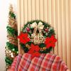 Christmas Wreath with Red Flowers and Bow for Holiday Home Decoration