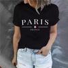 Нейтральная футболка с коротким рукавом с принтом Париж, модная и универсальная