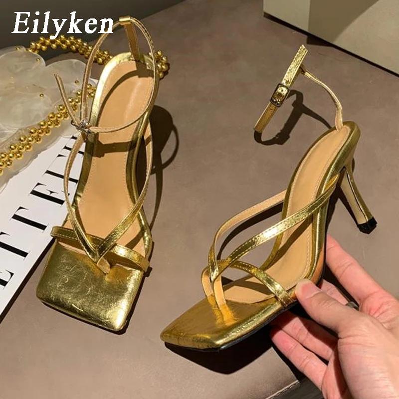 Fashion Eilyken Gladiator Sandals High Heels Women Fall Best Street Look Females Square Head Open Toe Clip-On Strappy Shoes