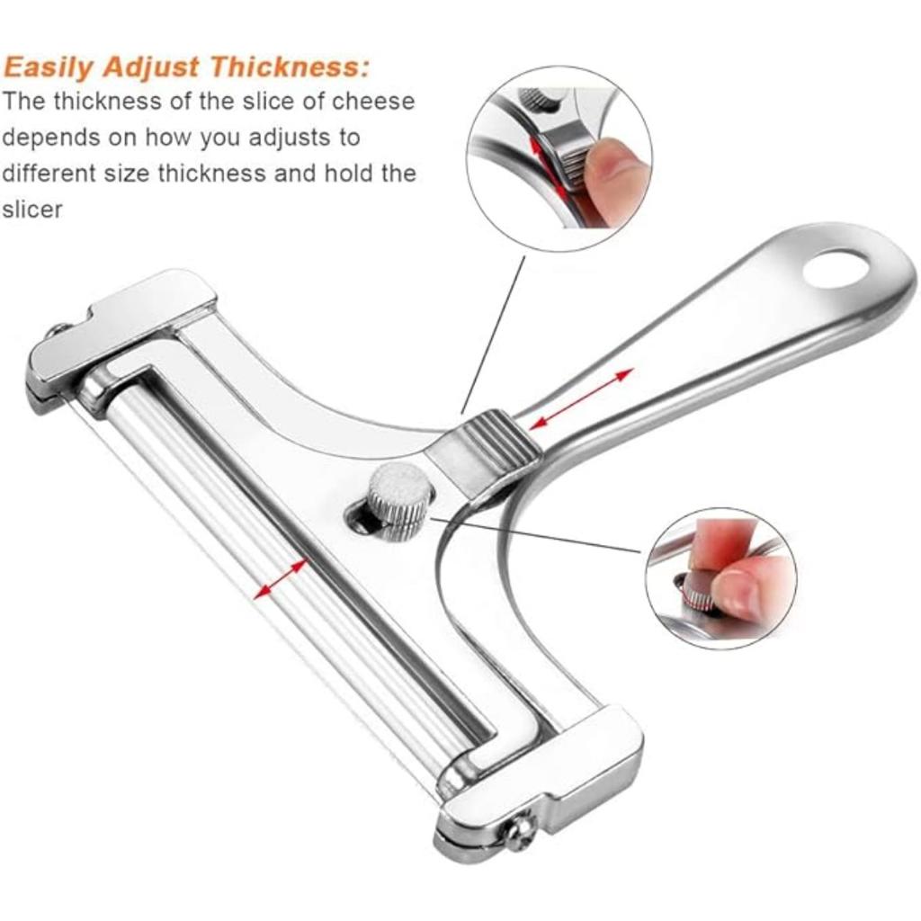 Сырорезка с регулируемой толщиной - сырорезка из нержавеющей стали с проволочным резцом для сыра Чеддер Грюйер Раклетт Моцарелла сырный блок
