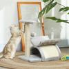 Plush Cat Scratching Post with Sisal Pole, Kennel and 2 Balls, 40x30x43cm, Grey