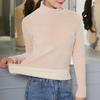 Утепленные базовые мягкие бархатные футболки, женские осенне-зимние полуводолазки, пуловеры, базовые топы, повседневные тонкие велюровые футболки с длинными рукавами