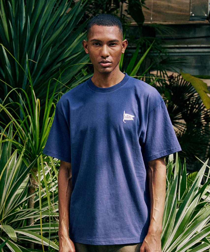 FAKE CAMPER Flag Small Embroidered Short Sleeve T-Shirt [Navy]