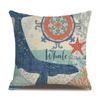 Linen Pillowcase Hand-painted Marine Cotton Linen Coral Seahorse Starfish Octopus Home Soft Furnishing Cushion Cover