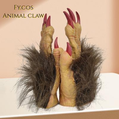 Пушистые перчатки с медведем, Хэллоуин, ужасы, маскарад, косплей, латекс, волк, горилла, реквизит для животных, коготь хищника, костюм Парка Юрского периода для мужчин
