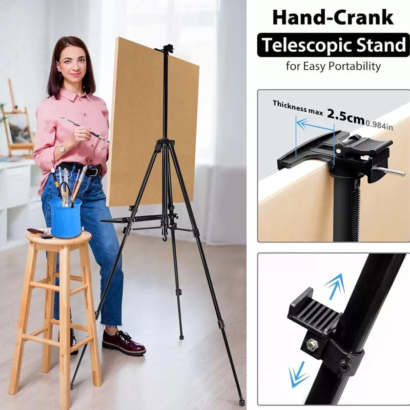1Set Artist Easel Stability Art Board Clips Adjustable Black DIY Easel Tray Aluminum Alloy
