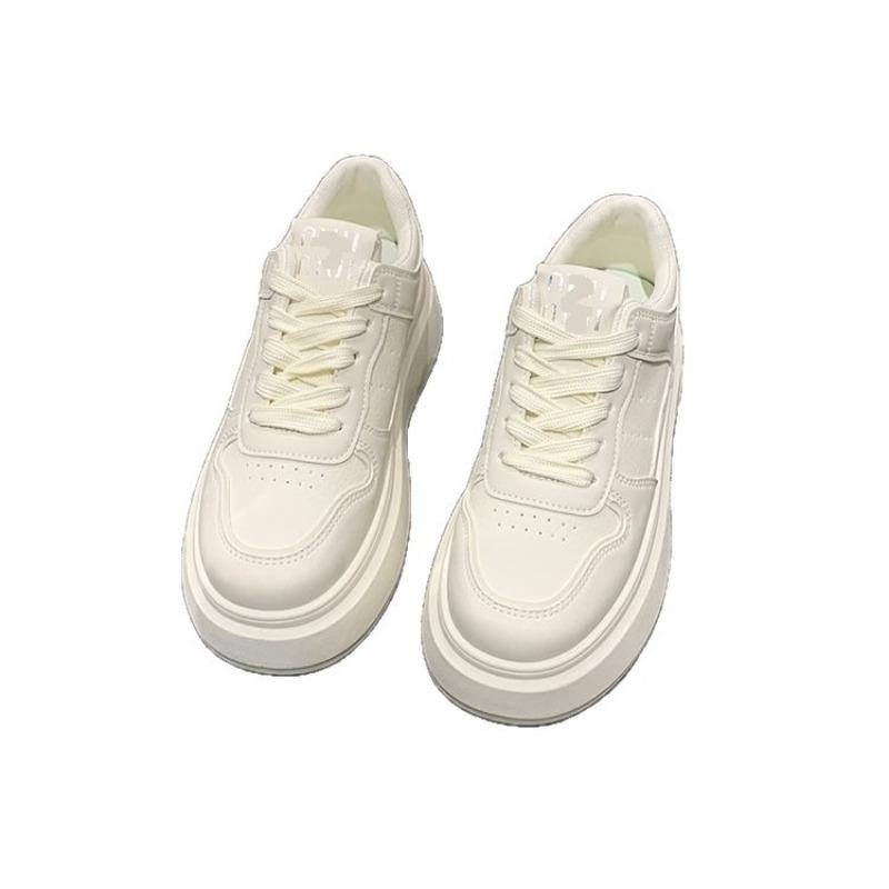 Толстоподошвенные маленькие белые туфли женские новые осенние универсальные повседневные туфли на платформе, увеличивающие рост, кожаные кеды