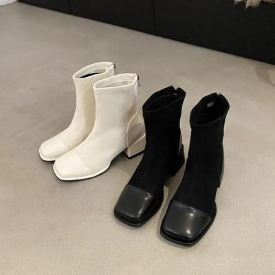 Обувь женская 2024 года, горячая распродажа, женские ботинки на шнуровке, круглый носок, однотонные, короткие, на среднем каблуке, водонепроницаемые, модные ботинки в британском стиле