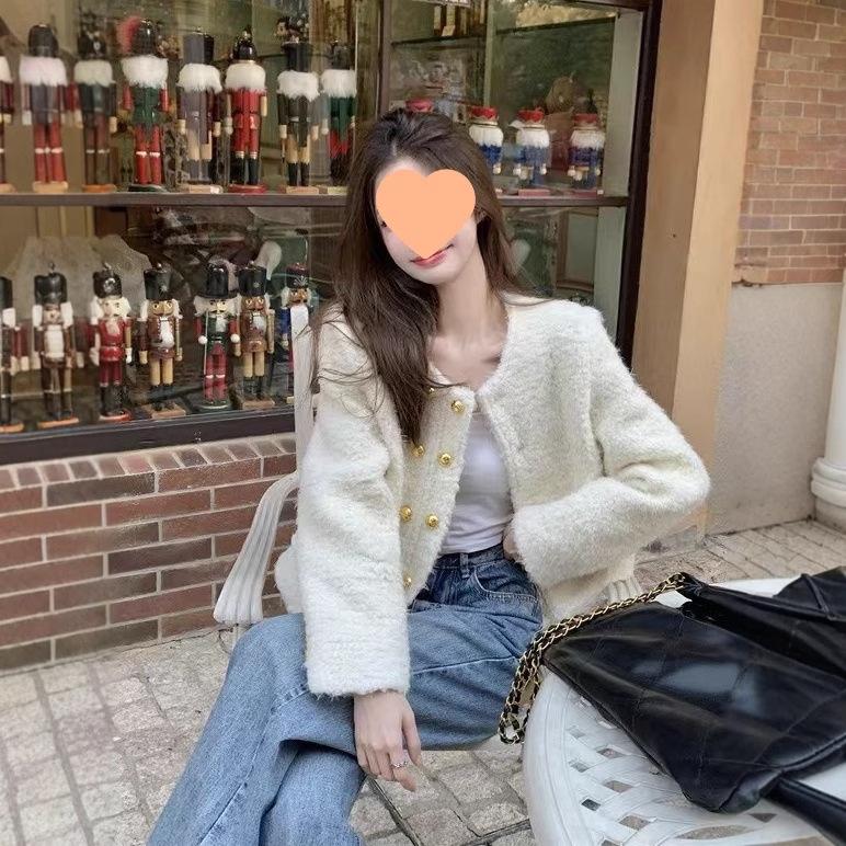 Женское шикарное твидовое двубортное пальто с длинным рукавом 2025 года для миниатюрных (Коллекция осень/зима)