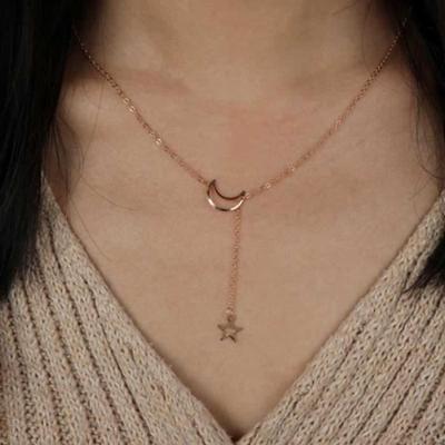 Колье Сотуар Подвеска - SHOP-STORY - MOON STAR GOLD - Нержавеющая сталь - 50 см - Небесный