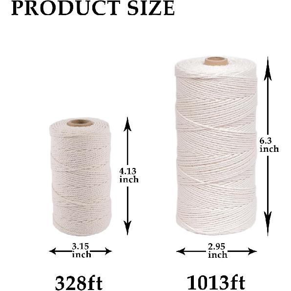 328ft Butchers Cotton Twine String 2mm Cooking Twine Food Safe for Bakers, Meat and Roasting, Gift Wrapping, Crafting & Knitting