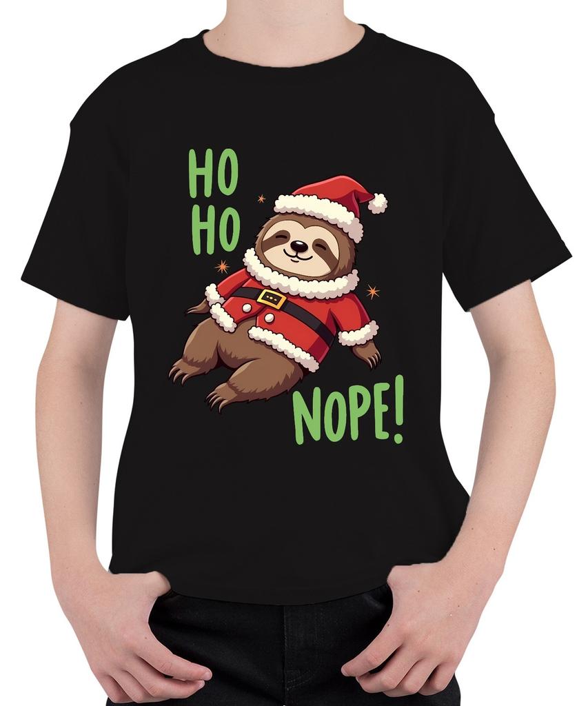 HO HO NOPE! Sloth Christmas Funny Gift Cute Lazy Unisex Kids T-S