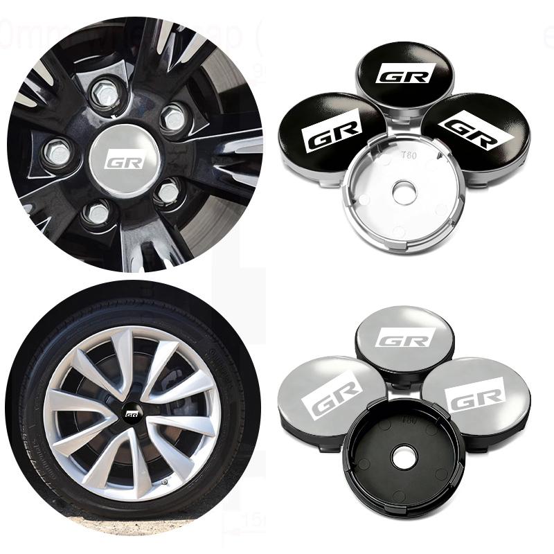 For Toyota 4pcs 56/60mm Car Wheel Center Cover Sticker Tire Hub Cap Badge Covers GRsport Hilux Aygo Yaris Corolla Rav4 CHR Auris