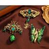 Classic Women Lady Palace Emerald Middle Crystal Butterflies Bee Pins Accessories Vintage Baroque Design Pendant Corsage Brooch