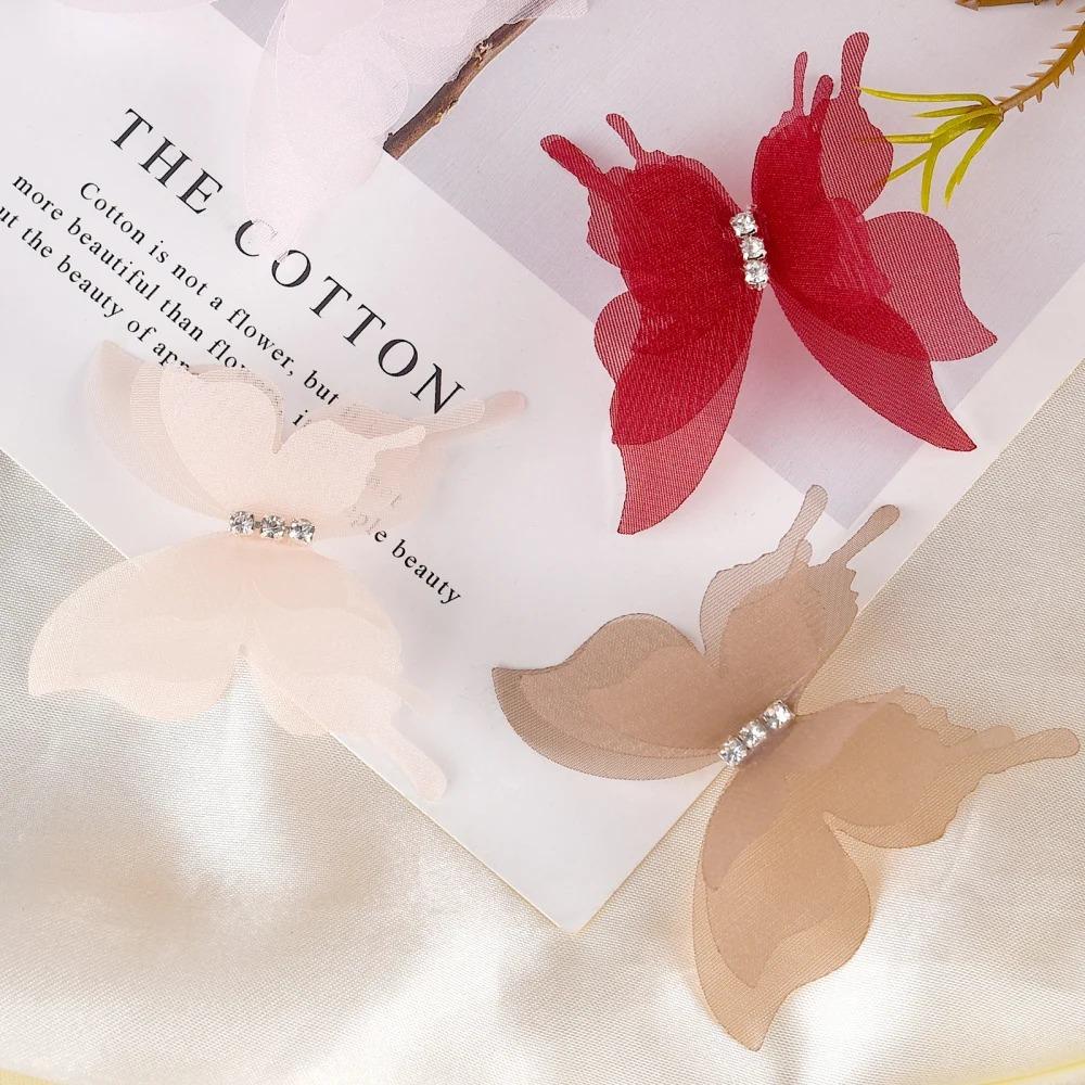 20 шт. 5 см шифоновая бабочка градиент цвета имитация сетки бабочка нашивка материалы для дизайна одежды