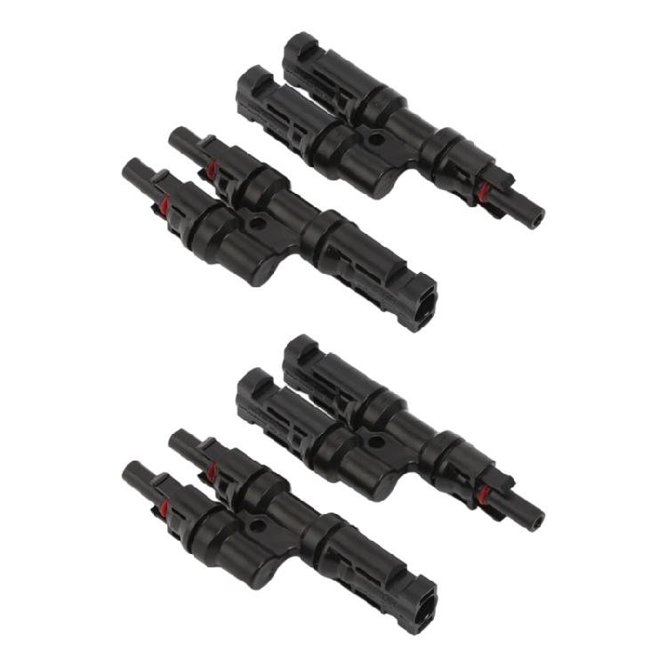 4Pcs Photovoltaic T Branch Coupler Male and Female Solar Connectors T Branch Cable Splitters Coupler Easy to Use