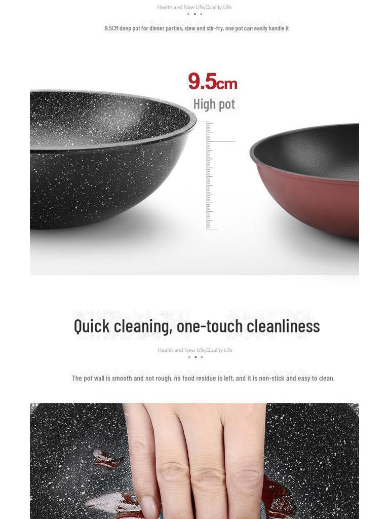 5-слойная литая антипригарная сковорода из медицинского камня – универсальная, совместимая с плитой и утолщенная для домашнего приготовления пищи