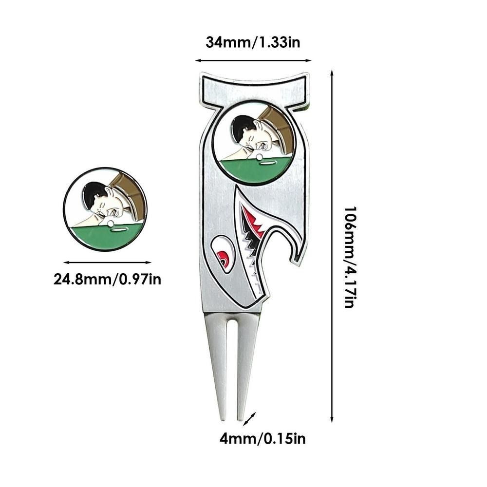 4 in 1 Golf Divot Fork Repair Tool Anti-rust Golf Gift Set Golf Ball Marker   Bottle Opener