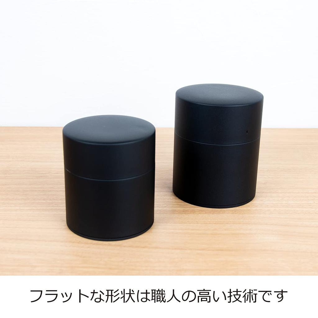 Nichi Nichi Dougu Tea Caddy, Flat, 200g, Steel, Made in Japan, Matte Black