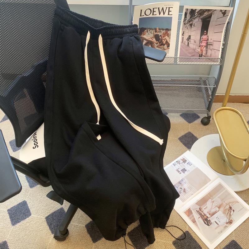 Extra Large 300 Catty Elastic Waist Wide-Leg Drawstring Pants for Spring/Autumn - Versatile Leisure Sportswear