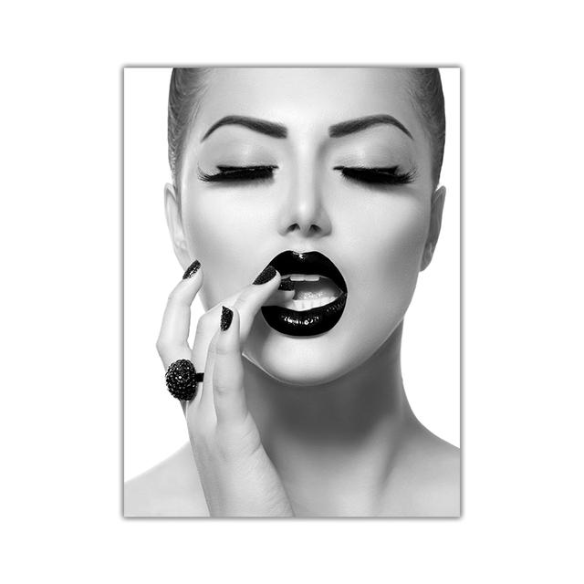 Модное настенное искусство, черный принт для губ, макияж, женский принт, сексуальный женский постер, холст, красота, настенная картина, живопись, домашний декор