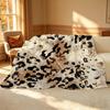 Leopard Print Flannel Blanket High-Density Plush, Soft & Warm, Decorative for Home, Car Air Conditioning Cover, Christmas & Halloween