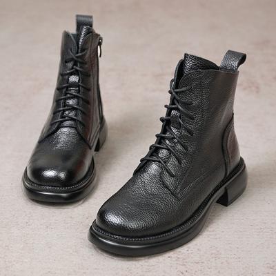 Модные ботинки GKTINOO из натуральной коровьей кожи, женские платформы, осень 2025, на молнии, нескользящие, короткие ботинки, зимняя женская обувь, ботильоны, ручная работа