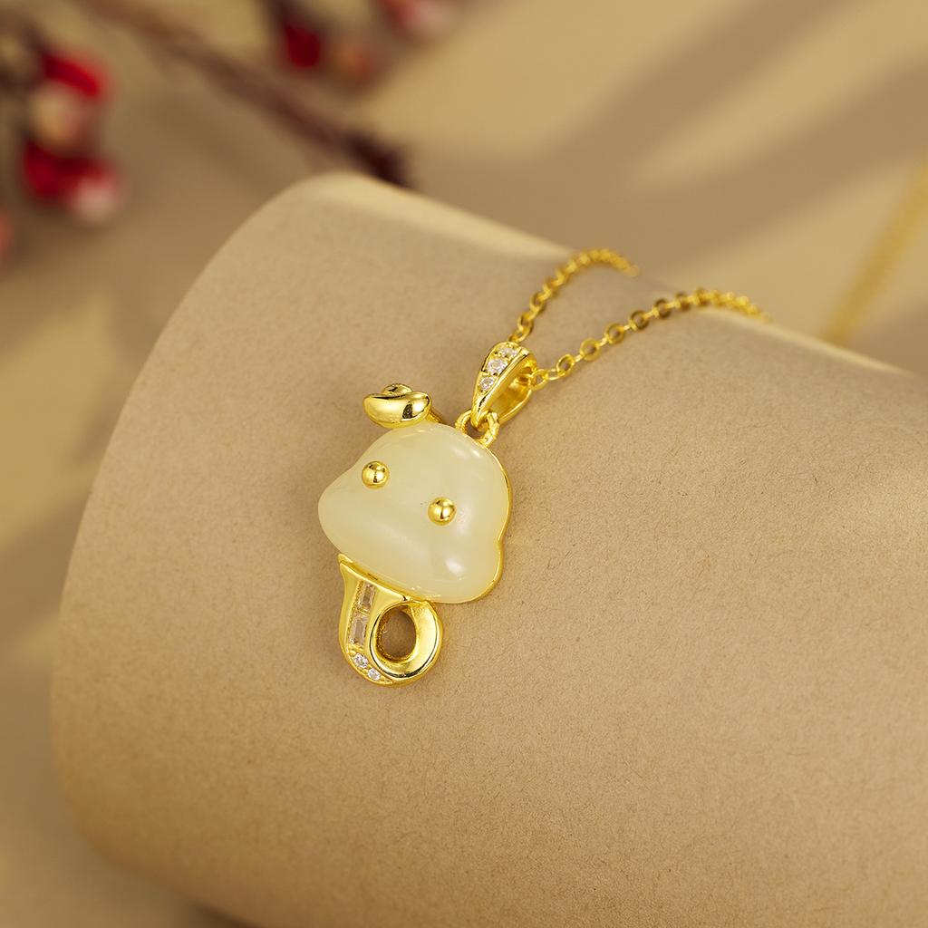 Серебряное ожерелье S925 «Новый год Змеи» с подвеской в виде младенца-змеи для женщин из натурального нефрита Хотан, цепочка на ключицу в честь Нового года