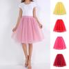 Women Retro Ballet Skirt Elastic High Waist 3-Layer Tulle Petticoat Dance Skirt Carnival Cosplay Tutu Skirt