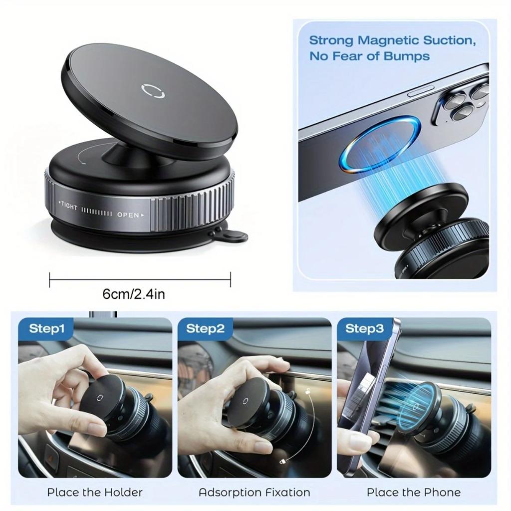 Pc Hot Deal K009 Vacuum Suction Cup Magnetic Holder Double-sided Automatic Mobile 270 ° Rotation Phone Holder Suitable for Cars