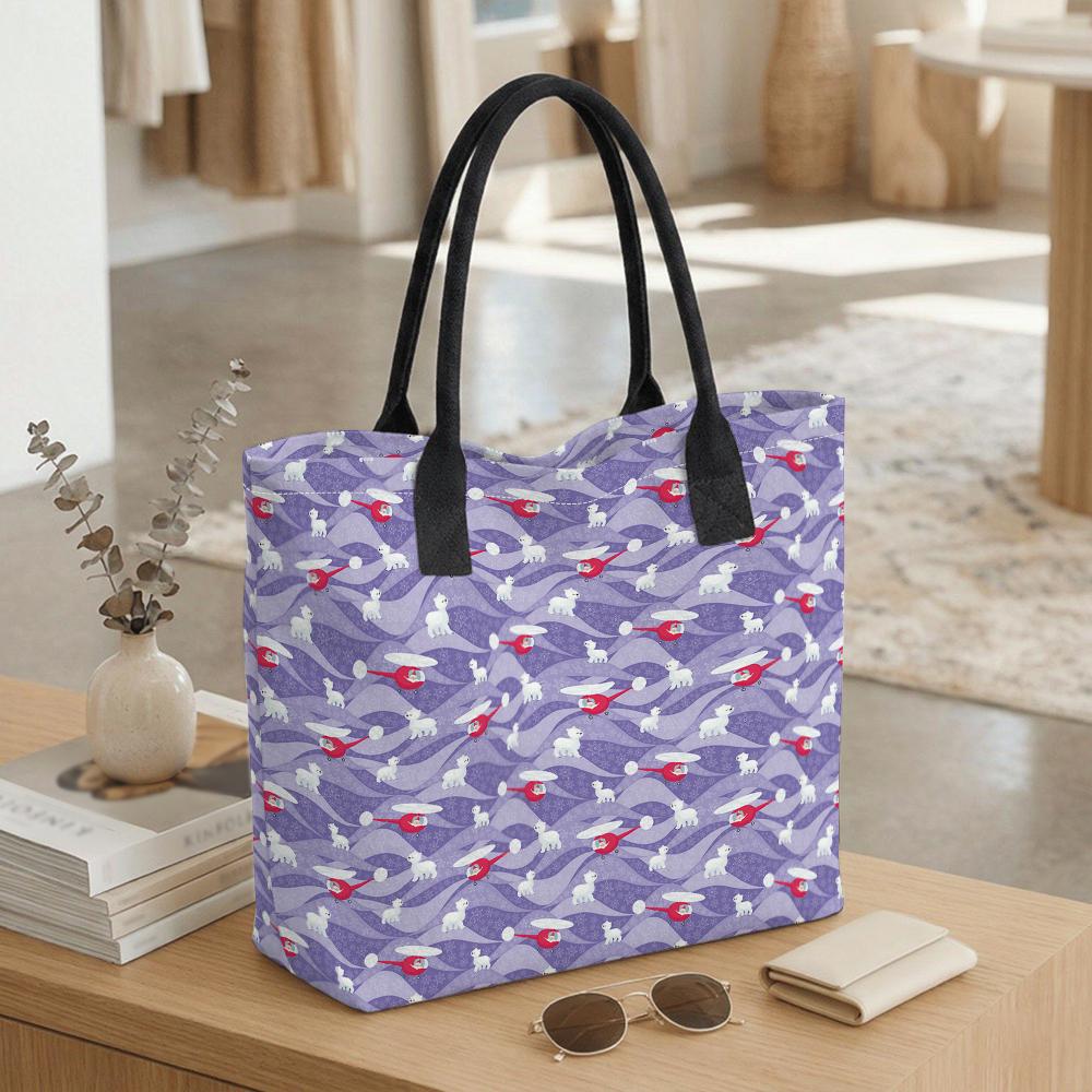 Cute Animal Print Tote Bag Portable Large Capacity Daily Shoulder Handbag