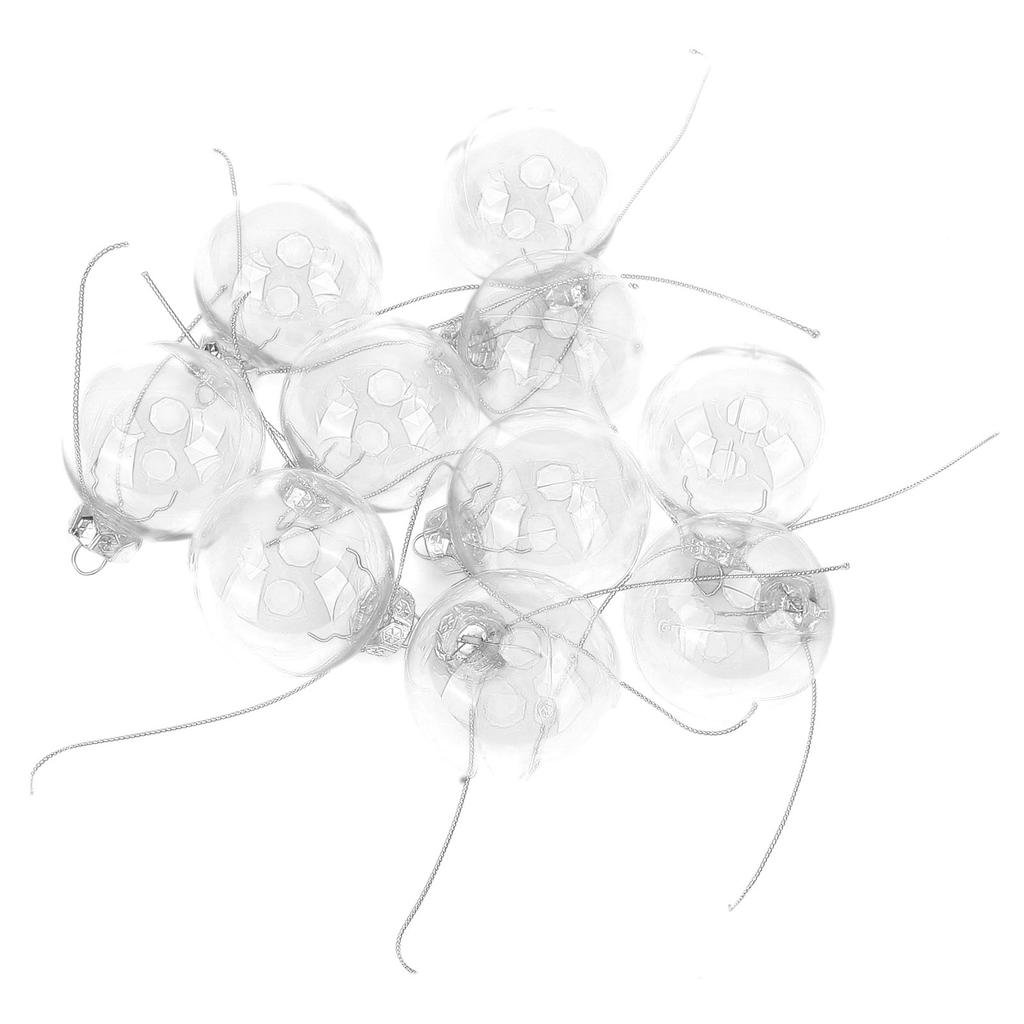 10Pcs/Set Decorative Hanging Ball Reusable Fillable Transparent Christmas Ball for Holiday Party6cm