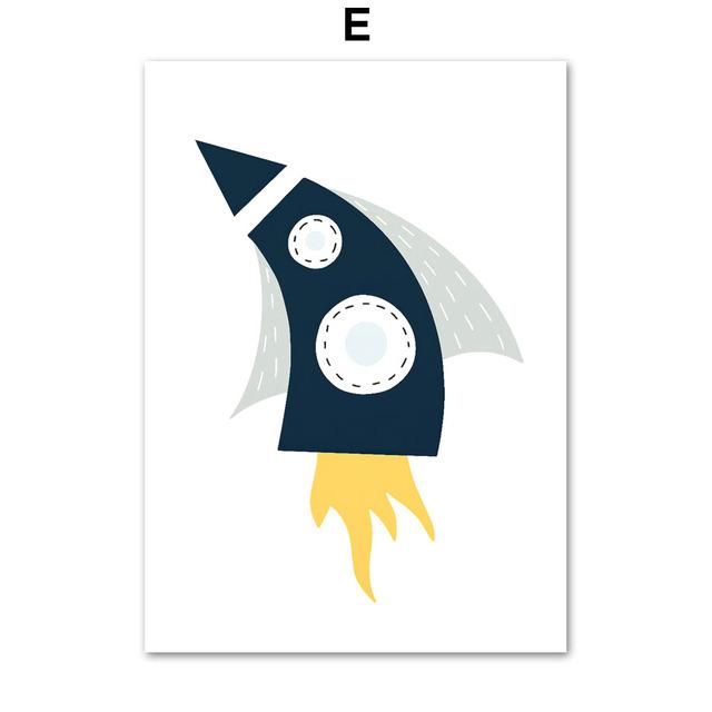 Космическая ракета, планета, звезда, мультяшный алфавит, цитаты из снов, художественная картина на холсте, плакаты на скандинавскую тему, принты, настенные панно, декор для детской комнаты, без рамки