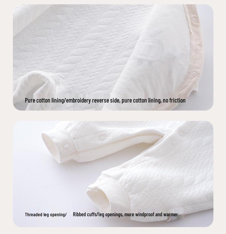 Утепленный ромпер из чистого хлопка для малышей - Теплый комбинезон на все тело для новорожденных для ползания на осень/зиму