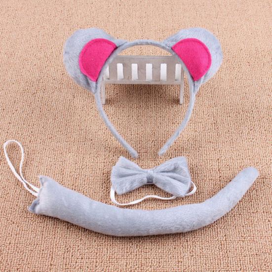 Костюм животного с ушками, повязкой на голову, хвостом, галстуком-бабочкой, набор для малышей и детей, регулируемый плюшевый костюм животного для Хэллоуина, косплей-представление