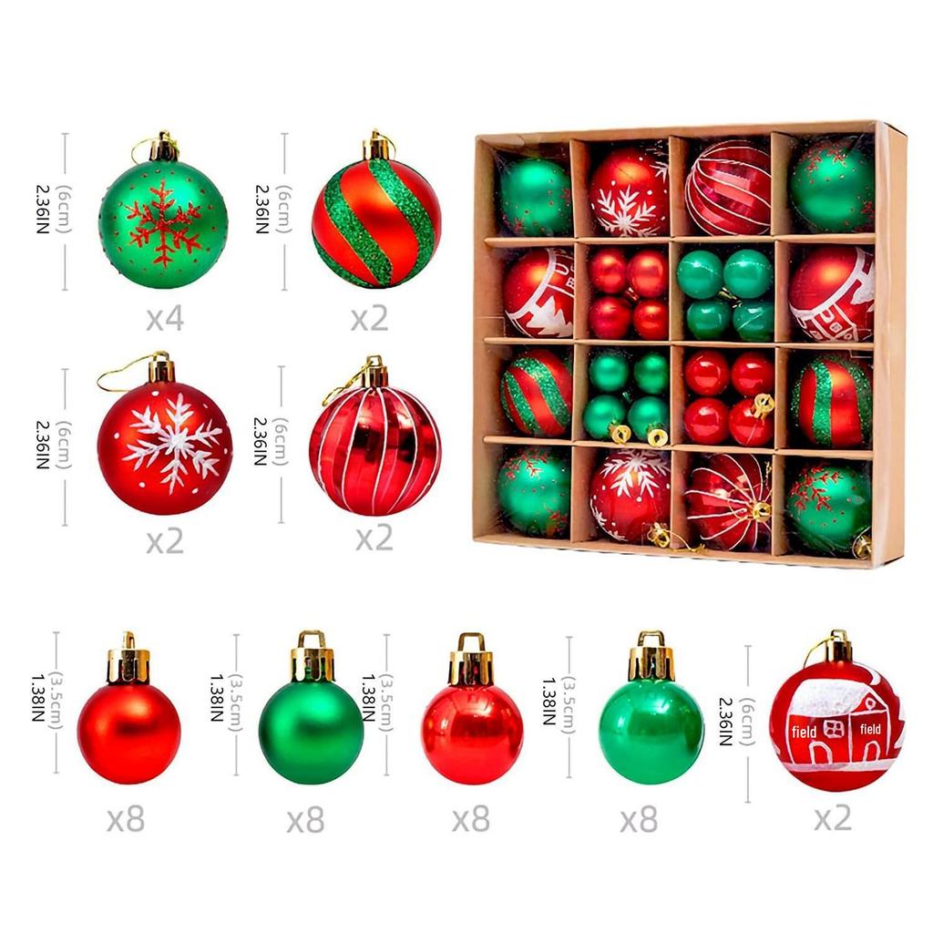 44-Piece Christmas Tree Decoration Set: 6cm Colorful PVC Hanging Balls