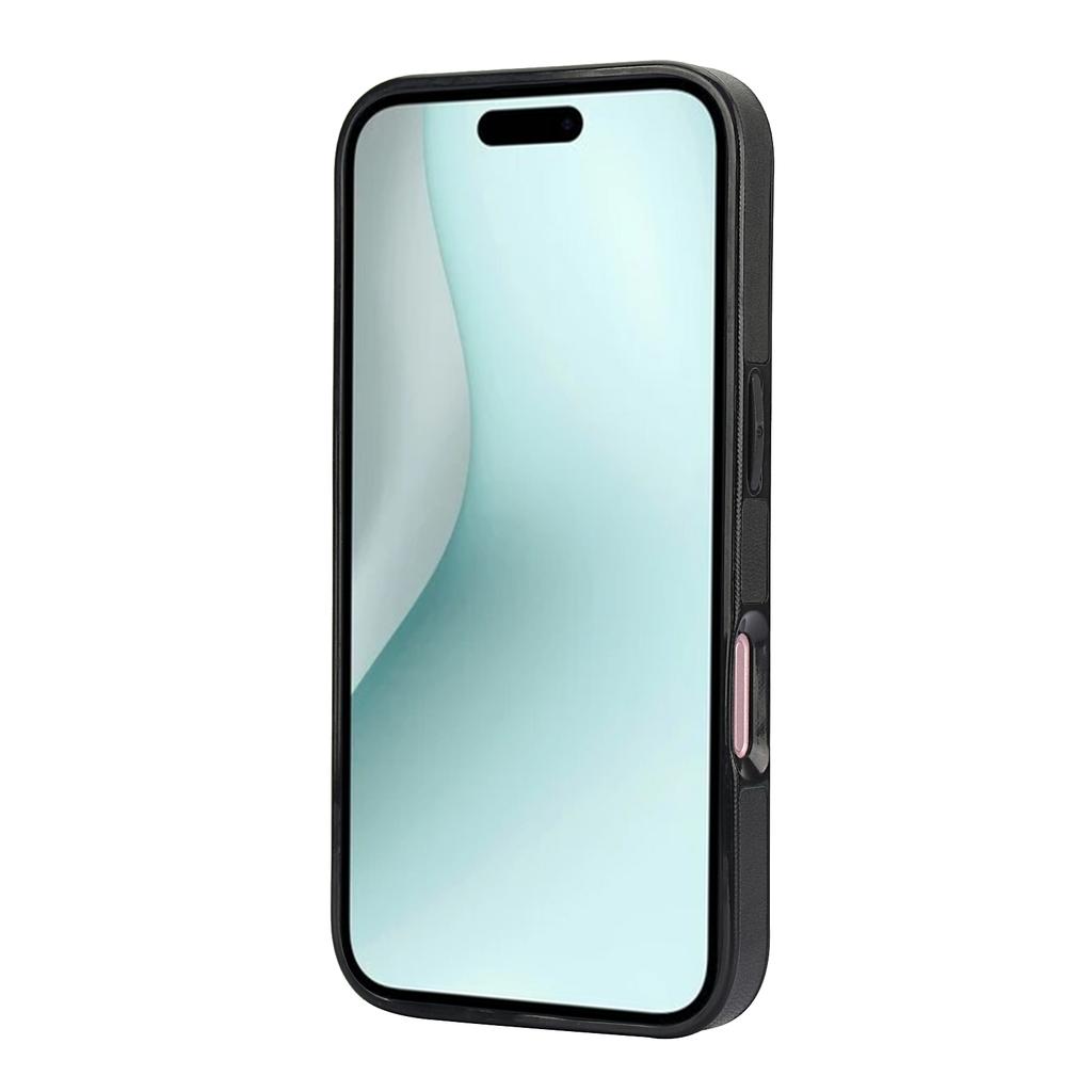 For iPhone 16 Case PU Leather+TPU Hidden Card Holder Drop-proof Phone Cover with Kickstand