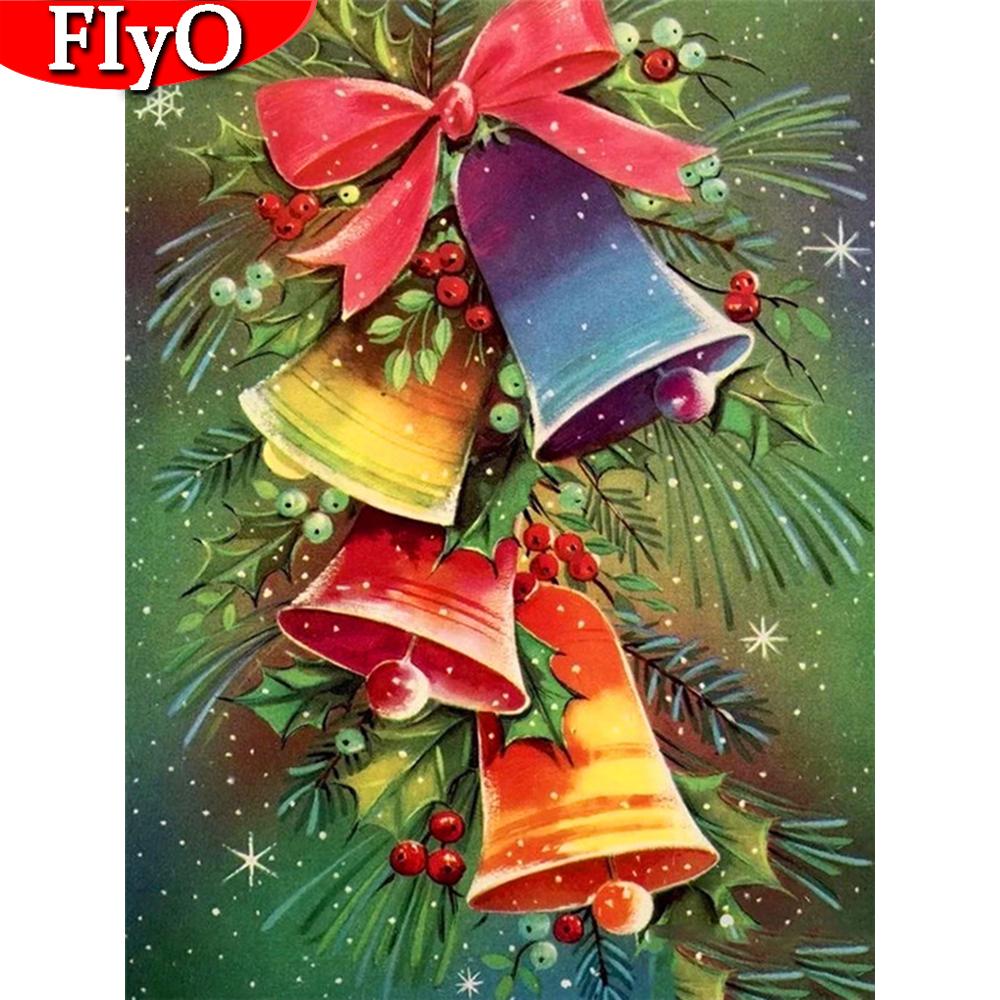 Diamond Painting Christmas Bell Full Square Round Sale Diamond Embroidery Cartoon Mosaic Christmas Handmade Gift Art