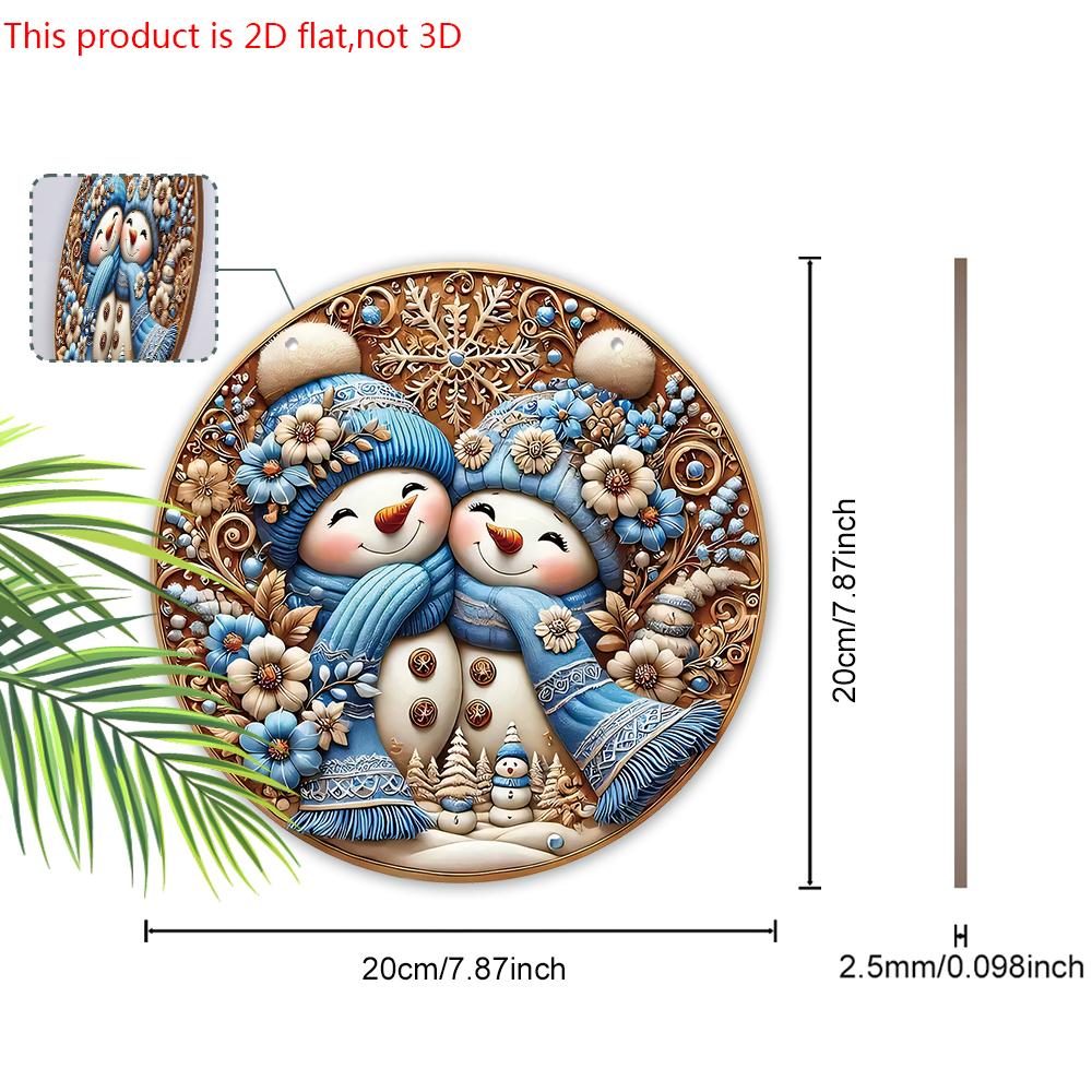 Милая деревянная рождественская табличка «Зимняя сказка» с узором снеговика - Круглая табличка «Навидад» для декора на входную дверь, на стену - Идеальное рождественское украшение