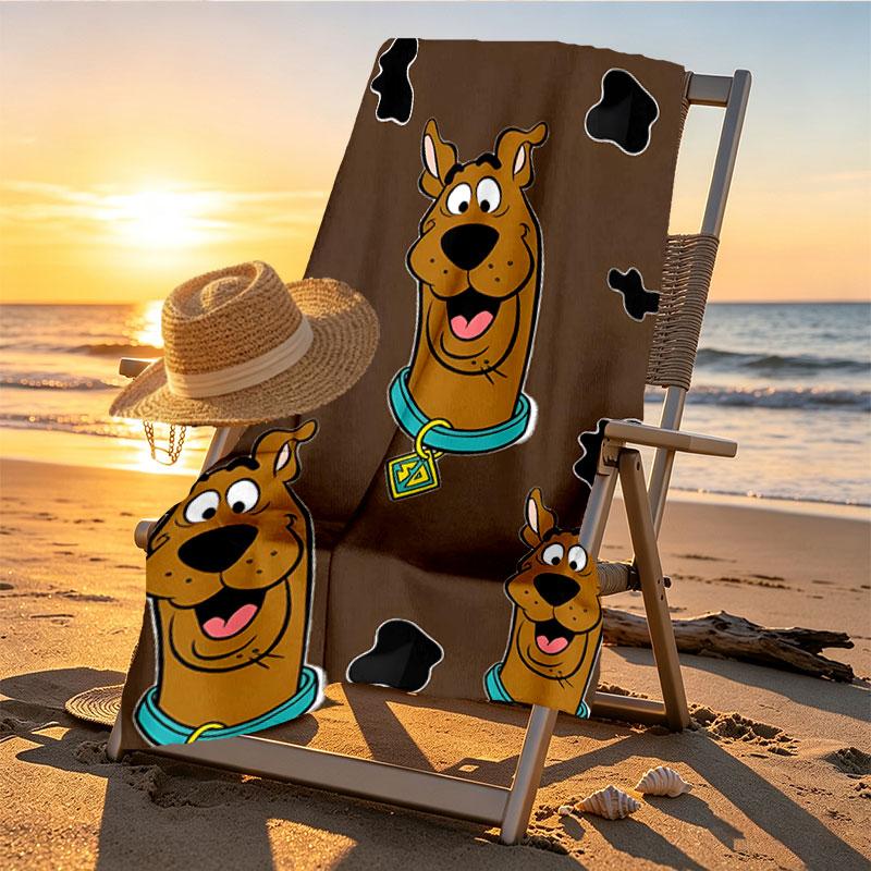 Scooby Print Beach Towel Design, Soft, Lightweight. for Home Bathroom, Spa, Pool, Yoga, Surfing, Camping, Gift for Family, Friend