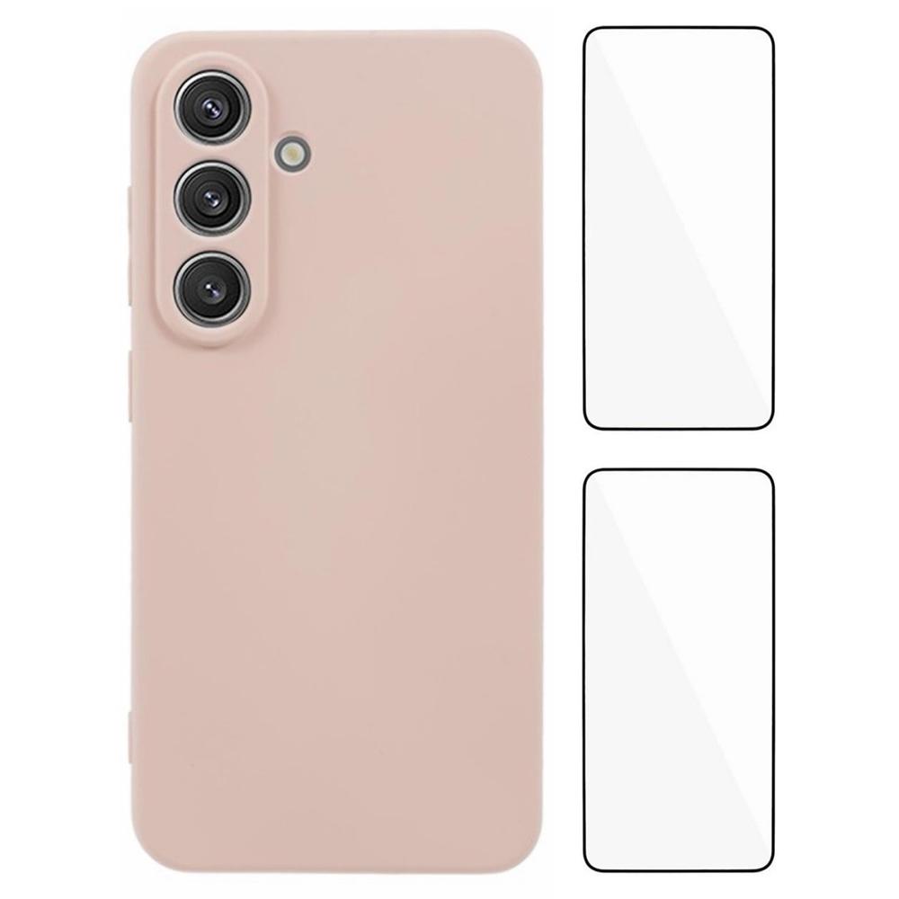 WANLONFENG RB3 Series For Samsung Galaxy S25 Case with 2Pcs Screen Film Precise Lens Hole Soft TPU Phone Back Cover