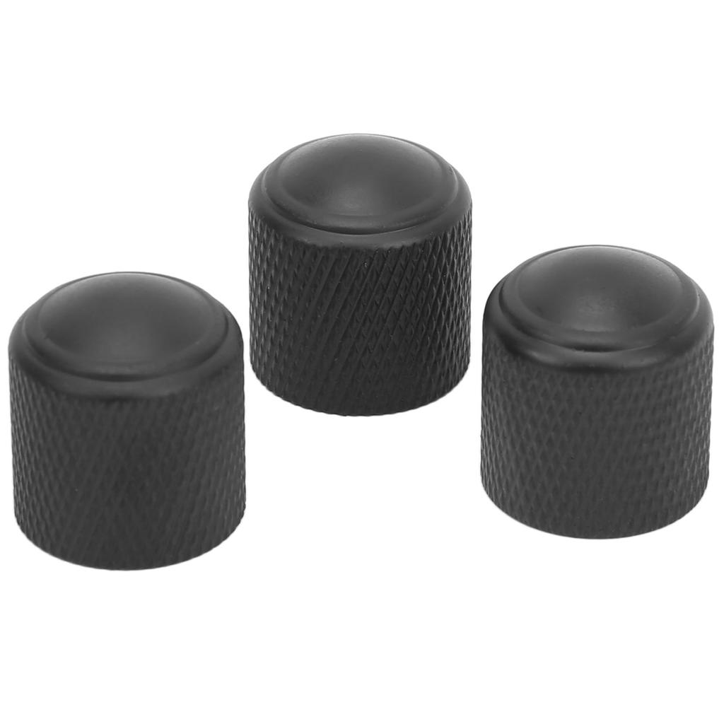 3Pcs Metal Dome Knobs Electric Guitar Volume Tone Control Aluminum Alloy Instrument Accessories Black