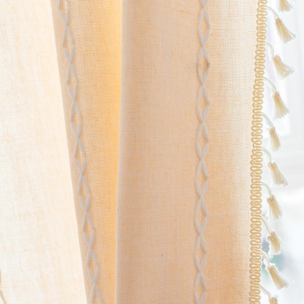 Хлопковая и льняная шторка с бахромой для кухонного окна, французская полоска, шторка с кулиской