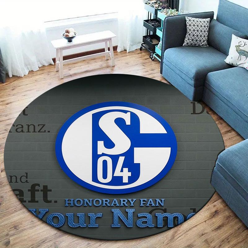 FC Schalke 04 Custom Name Round Area Rug,Carpet Rug for Living Room Bedroom Sofa Playroom Decor,Non-slip Floor Mat