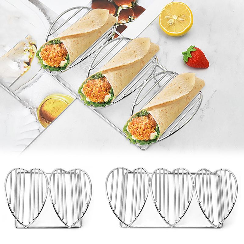 Tortillas Stand Wave Metal Dish Shaped Rack Parties Plate Baking Burritos Restaurants Heart Silver Home Tray Storage Holds Shelf
