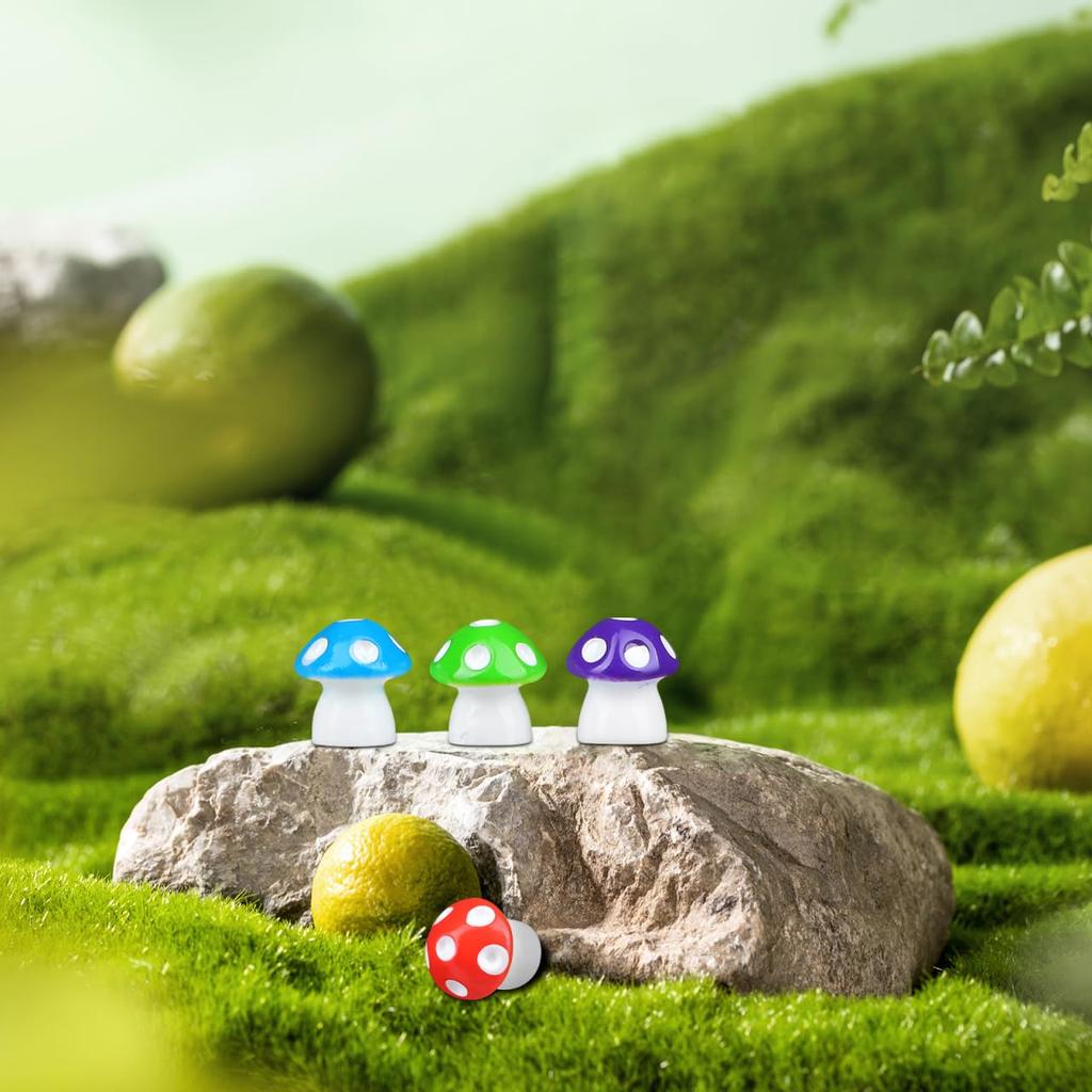 TOYANDONA 80 Штук 8 Цветов Мини-Грибы из Смолы - Миниатюрные Грибы, Милые Фигурки из Смолы для Террариума, Крошечные Искусственные Грибы, Феи, Бонсай